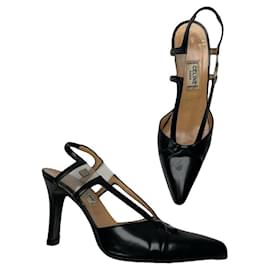 Céline Stivali avvolti Celine in pelle verniciata nera con tacco