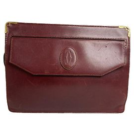 Clutch in pelle verniciata bordeaux Cartier C