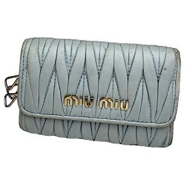Borsa in pelle blu Miu Miu