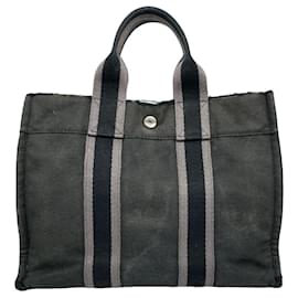 Borsa a mano in cotone nero Hermès