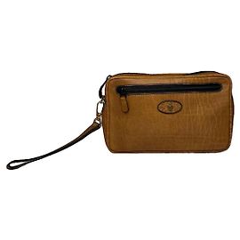 Autre Marque Clutch in pelle marrone non firmata