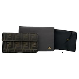 Portafoglio in cotone marrone Fendi Baguette