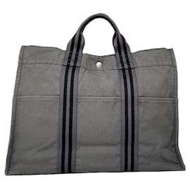 Borsa a mano in cotone grigio di Hermès