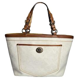 Borsa a mano in pelle bianca Coach CITY ZIP TOTE