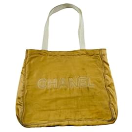 Borsa a mano in cotone giallo Chanel Deauville