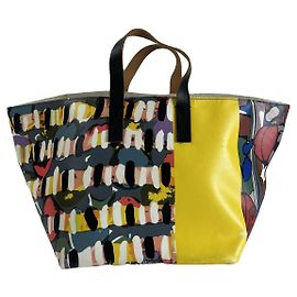 Borsa a mano in pelle vegana multicolore Marni