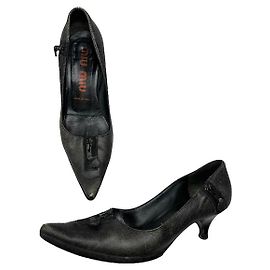 Miu Miu Tacco in Pelle Antracite