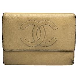 Cartera de cuero beige de Chanel