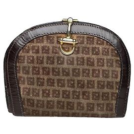 Billetera de lana marrón Fendi Baguette