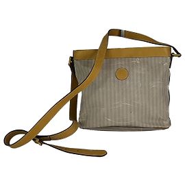 Borsa a mano in cotone grigio Fendi Baguette