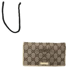 Portafoglio in cotone beige Gucci Horsebit 1955
