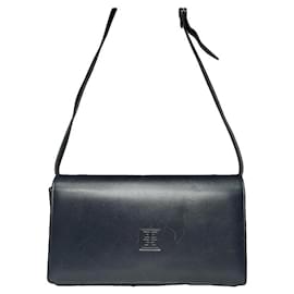 Borsa a mano in pelle verniciata blu navy Givenchy Emblem