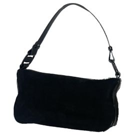 Bolsa de mão de couro envernizado preto Salvatore Ferragamo