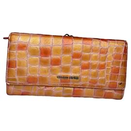 Autre Marque Non Signé / Unsigned Orange Leather Wallet