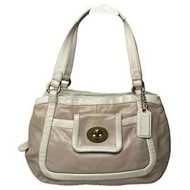 Borsa in pelle bianca Sufflette Signature di Coach