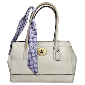 Borsa in pelle bianca Coach Crossgrain Kitt Carry All