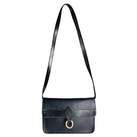 Bolsa de couro azul marinho Dior 30 Montaigne com corrente