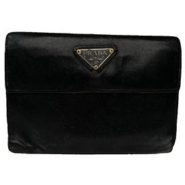 Cartera de cuero negro Prada Tessuto