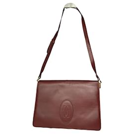 Bolso de mano de cuero burdeos Cartier C