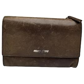 Portafoglio in pelle marrone Miu Miu
