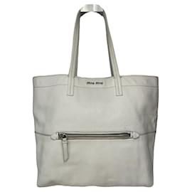 Borsa a mano in pelle bianca Miu Miu Bow