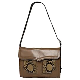 Borsa a tracolla in pelle marrone Saint Laurent Satchel Y con borchie