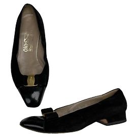 Salvatore Ferragamo Bailarinas de Cuero Patente Negro