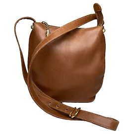Borsa a secchiello in pelle marrone Gucci GG Marmont