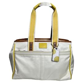 Bolsa de mão em algodão branco Coach Mercer satchel 24