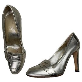 Tacco in Pelle Argento Gucci Marmont