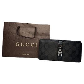 Portafoglio in cotone nero Gucci Zumi