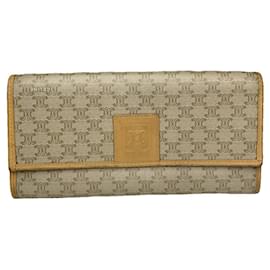 Céline Celine Triomphe Vintage Beige Leather Wallet