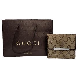 Portafoglio in cotone beige Gucci Zumi