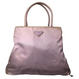 Borsa a mano in poliestere viola Prada Re-Edition 2005 con zip