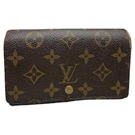 Carteira de couro marrom Louis Vuitton Flore