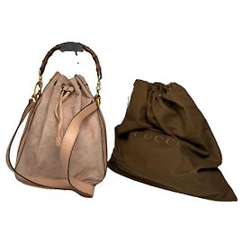Borsa a secchiello in pelle rosa Gucci Horsebit 1955