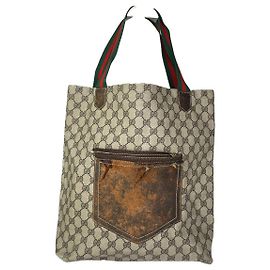 Borsa a mano in pelle grigia Gucci Ophidia