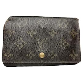 Carteira de couro marrom Louis Vuitton Flore