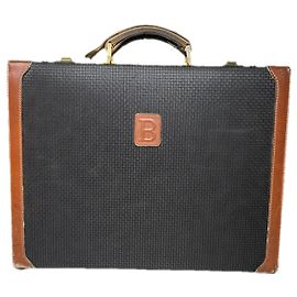 Borsa da viaggio in pelle nera Bally