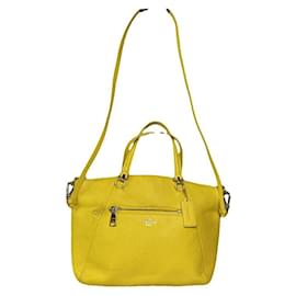 Borsa in pelle gialla Sufflette Signature di Coach