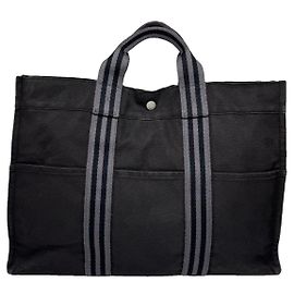 Borsa a mano in cotone nero Hermès