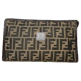 Clutch in cotone marrone Fendi Baguette