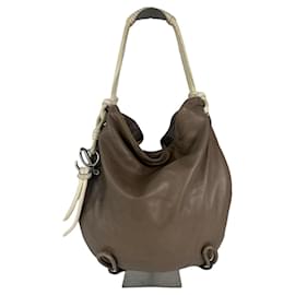 Borsa a mano in pelle marrone Loewe Flamenco