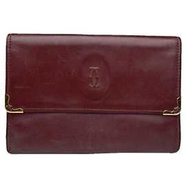 Portafoglio in pelle verniciata bordeaux Cartier