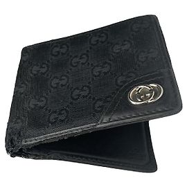 Portafoglio in pelle nera Gucci GG Blooms