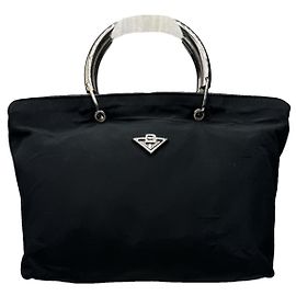 Bolso de mano de algodón negro Double Knot de Bottega Veneta