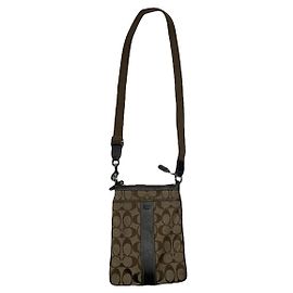 Borsa in cotone marrone Sufflette Signature di Coach