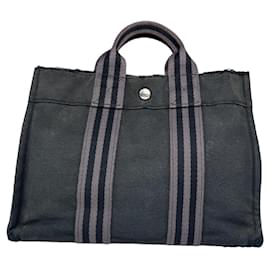 Borsa a mano in cotone nero Hermès