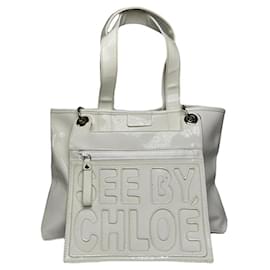 Borsa a mano in pelle verniciata bianca See by Chloé