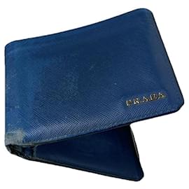 Prada blaue Lederhandtasche